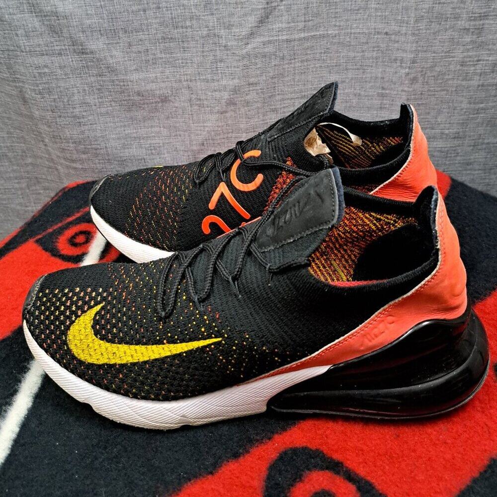 %Size 10 Nike Air Max 270 Flyknit Women Running Shoes Black Red AH6803-003 (A2)